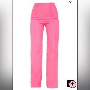 Pink pin tuck split hem pants